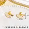 Abanico Plegable Hueco Estilo Chino Antiguo con Colgante de Gota de Agua y Circonita para Mujer