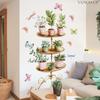 M15078 Variedad de Plantas Verdes Estante para Plantas en Maceta Pegatinas de Pared Creativas Tienda Decoración de Fondo para el Hogar Pegatinas