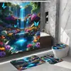 Juego de Cuatro Piezas para Baño Amazon Transfronterizo Impermeable y Antimoho Cortina de Ducha Pongee Dropshipping Temu Cortina de Ducha Estampada Digitalmente 3D