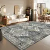 Alfombra para Sala de Estar, Resistente al Desgaste y a las Manchas, Alfombra de Área Grande de Cobertura Total, Imitación Cachemir Persa Retro Americano Alfombra Lavable