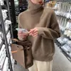 Suéter de Cuello Alto Transfronterizo Europeo y Americano para Mujer 2026 Otoño Invierno Holgado Versátil de Punto Pulóver Estilo Perezoso Capa Base Ropa Exterior para Mujer