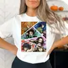 Camiseta Gráfica de Desenho Tanjiro Feminina Camiseta de Anime Mangá Japonês Camiseta Demon Slayer Roupas Estéticas Femininas