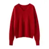 Suéter de Tricô Escovado Macio Cashmere com Toque Nebuloso para Mulheres, Camada Base com Gola V para Outono e Inverno, Novo Tricô Escovado de Fio Longo