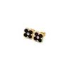 Nuevos Pendientes de Trébol de Cuatro Hojas con Diamante para Mujer Acero de Titanio 18K No se Desvanecen Versátiles Populares Pendientes de Nácar Versión Alta