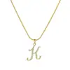 Europa y Estados Unidos transfronterizo 26 letras conjunto de cobre circonita cadena de serpiente redonda collar letras colgante de oro creativo simple letras