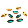 Cristal Marquesa Flor Cesta 7X15Mm Garra Dorada Pedrería Accesorios DIY para Zapatos, Bolsos, Pañuelos para la Cabeza, Pedrería de Cristal Cosida a Mano, Forma de Oliva