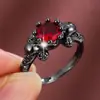 Anel de Caveira Estilo Escuro com Zircônia de Polvo Transfronteiriço para Mulheres, Anel de Dedo Indicador com Personalidade Retro Tendência, Venda Direta do Fabricante