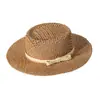 Sombrero de Ala Plana Estilo Hepburn para Mujer, Sombrero de Paja Retro Francés de Verano para Vacaciones en la Costa, Sombrero de Paja con Visera para el Sol y Protección Solar