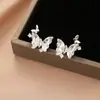 Pendientes de Mariposa de Cristal Rosa Súper Hada para Mujer Pendientes de Diseño Nicho 2025 Nuevos Pendientes Elegantes de Moda Tendencia