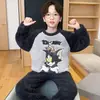 Pijama Nuevo de Niño Crayon Shin Otoño e Invierno Espesado Traje de Coral para Niños Ropa de Abrigo de Forro Polar para Niños Grandes Adolescentes