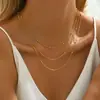 Moda Minimalista Transfronteriza Cadena Multicapa de Cuentas Doradas Apilada con Gargantilla Ajustable Collar Personalizado de Acero de Titanio para Mujer