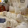 Juego de Ropa de Cama Nuevo Estilo Hilo Bouclé 2026 - Juego de Cuatro Piezas con Funda Nórdica y Sábana para Dormitorio de Estudiante, Lavable a Máquina