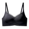 Roupa íntima de látex sem costura feminina aro sem aro copo UU seios pequenos franzidos para cima Suporte superior anti-queda dos seios sutiã ajustável