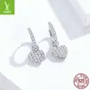 Aretes de plata charm amor s925 plata de ley forma de corazón para mujer moda incrustados con circonita estilo europeo y americano aretes de plata de ley SCE821