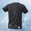 Camiseta Deportiva Casual de Manga Corta de Seda de Hielo de Secado Rápido, Holgada, Transpirable, para Correr, Fitness