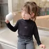 Camiseta Interior Cálida de Terciopelo para Niños Manga Larga Estampada Estilo Occidental Casual Nueva Primavera y Otoño Top para Bebé Niña Camiseta de Moda