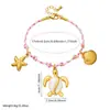 Pulsera de Acero Inoxidable Trenzado con Colgantes de Vida Marina Estilo Bohemio Personalidad Creativa y de Moda Tortuga Estrella de Mar Vieira