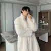 Casaco de Lã de Cordeiro Toscano Casaco de Pele Masculino Casaco de Lã Falsa de Raposa Comprimento Médio Espessado Casual Top