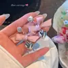 Pendientes Cuadrados de Diamante con Lazo Dulce y Cinta en Forma de Corazón para Mujer, Lujo Ligero, Diseño Único, Sensación de Alta Gama, Pendientes Elegantes