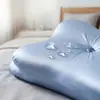 Almohada cervical de espuma viscoelástica con forma de mariposa, tela azul refrigerante antibacteriana impermeable, tamaño 60x41x10/15cm