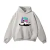 Moletom Casual Chinês Retro Americano 360g Algodão Moda Primavera e Outono Cor Lisa Estampada Solto e Confortável com Capuz