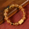 Pulsera Zaki Ram de cristal de arena dorada de la montaña Wutai Pulsera de círculo único de la fortuna dorada Producto cultural y creativo popular en zonas paisajísticas