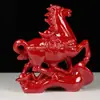 Adornos de Caballo Rojo de Cerámica Par de Reclutamiento Mascota Beicai Inauguración Casa Nueva Sala de Estar Oficina Hogar Adornos