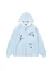 Sudadera con capucha de retazos de colores contrastantes bordada estilo japonés, linda, para mujer, otoño, pata de gato, linda, suelta, chaqueta cárdigan, moderna