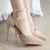 Zapatos de Tacón Alto de Una Tira para Mujer, Tacones de Aguja, Nuevos Zapatos Nude de Punta para Primavera y Verano 2025, Sandalias Versátiles