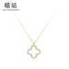 Xigu D0081 S925 prata sorte trevo colar moda oco diamante-embutido elegante clavícula cadeia para as mulheres