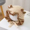 Gorro de Punto con Volantes de Flores Pequeñas para Bebé Otoño/Invierno Unisex para Niños Gorro de Lana para Bebé Primavera/Otoño Gorro de Princesa de Punto