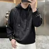 Sudadera con capucha Patchwork Deconstruida Guerrero Negro para Hombre Otoño Ligera de Nailon Ropa Deportiva corte limpio Top de Trabajo