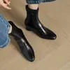 Botas versátiles elásticas de otoño e invierno con tacones gruesos, punta cuadrada, superficie suave, botas Martin adelgazantes, botas retro de mujer sin cordones para commuting de comercio exterior transfronterizo