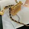 Estilo Tweed Cadena Metálica Bolso Pequeño Cadena para Cinturón Accesorios Bolso Cruzado para Mujer Cinturón Acolchado Bolso de Cintura Bolso para Auriculares Falda Decorativa