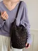 Bolso cubo tejido informal de gran capacidad Shuai Mijia para mujer, nuevo bolso de playa para commuting de verano 2026, bolso bandolera de paja