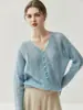 Cárdigan de Seda de Morera y Cachemira Minimalista Ligero y Transpirable para Mujer, Cuello en V, Estilo Perezoso, Prendas de Punto Reductoras de Edad, Prenda Exterior Superior para Mujer