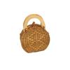 2019 Nova bolsa de ombro redonda de palha japonesa bolsa transversal de férias feminina retrô portátil de rattan bolsa ins