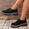 Outono de 2025 Novos Sapatos Pequenos de Couro Retrô Salto Grosso Sapatos de Salto Único Venda Direta da Fábrica Comércio Exterior Transfronteiriço Sapatos Femininos Atacado Modelos Personalizados