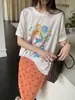 Camiseta de Manga Corta con Estampado Tridimensional de Algodón Copo de Nieve Gagd Fun Graffiti 200g para Mujer Verano Holgada Cuello Redondo t