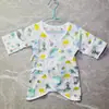 Macacão de Peça Única Estilo Borboleta e Monge para Recém-Nascidos e Bebês, Macacão de Algodão Gaze de Manga Longa para o Verão com Proteções para as Mãos