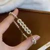 Pulsera Hielo Triturado Perla de Hielo Dorada Brillante de Cinco Emperadores para Mujer Lujo Ligero Elegante Nicho de Gama Alta Exquisita Versátil Joyería de Mano