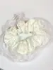 Elástico de Cabelo Scrunchie Listrado com Renda Estilo Coreano para Mulheres, Acessório de Cabelo Suave e Elegante, Elástico de Cabelo Scrunchie Estilo Coreano