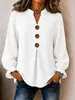Moda europea y americana transfronteriza Amazon TK nueva para mujer otoño e invierno top de manga larga con cuello en V de color liso con botones