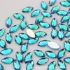 Rhinestones Acrílicos Cor Ab Olho de Cavalo 4*8mm com Fundo Plano para Decoração de Joias, Maquiagem Facial, Adesivos de Sobrancelha, Materiais DIY