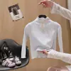 Ropa interior de encaje para niñas, moda, camiseta de manga larga, primavera y otoño, nuevo tejido de punto de cuello alto, ropa para niños, moderna
