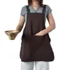 Avental impermeável multi-bolsos reversível, vestimenta de trabalho unissex para cozinha, personalizável com logo, disponível em tamanhos grandes, adequado para jardinagem, e resistente a óleo, em cores sólidas