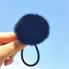 Laços de cabelo de pelo sintético de coelho personalizados pelo fabricante, elásticos de cabelo infantis, acessórios de pompom DIY, pompons de pelo sintético de coelho