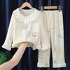 Pijamas Nuevos para Niñas 2026, Primavera y Otoño, Finos de Manga Larga, Algodón Nube, Estilo Princesa, Ropa de Casa Moderna para Niñas