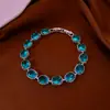 Pulseira com Pingente Redondo de Zircônia Super Brilhante Estilo Francês, Pulseira Exquisita de Luxo Leve de Alta Qualidade, Joia Feminina Fashion e Versátil