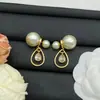 Nuevos Pendientes Cd de Lágrima Estilo Dior/Dior 2025 para Mujer, Aguja de Plata, Pendientes de Perla de Lujo Ligero Vintage de Gama Alta al por Mayor